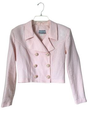 Vintage Cropped Pink Double-Breasted Jacket